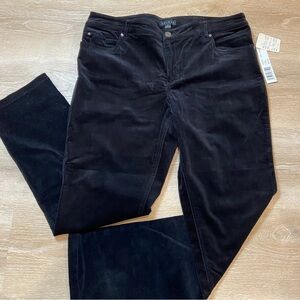 NWT Black Corduroy Women's Straight Leg Mid Rise Jeans Size 16